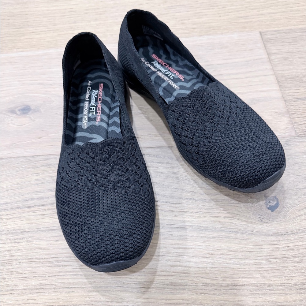 Skechers Black Knit Slip-On Shoes